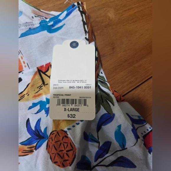 St. John's Bay Tropical‎ Print Sleeveless Button Front Top XL - Charity Item - Picture 3 of 6